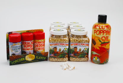 Popping Combo Bundle E - Six-Pack 1lb Buttefly Popcorn, Oil and Flavors