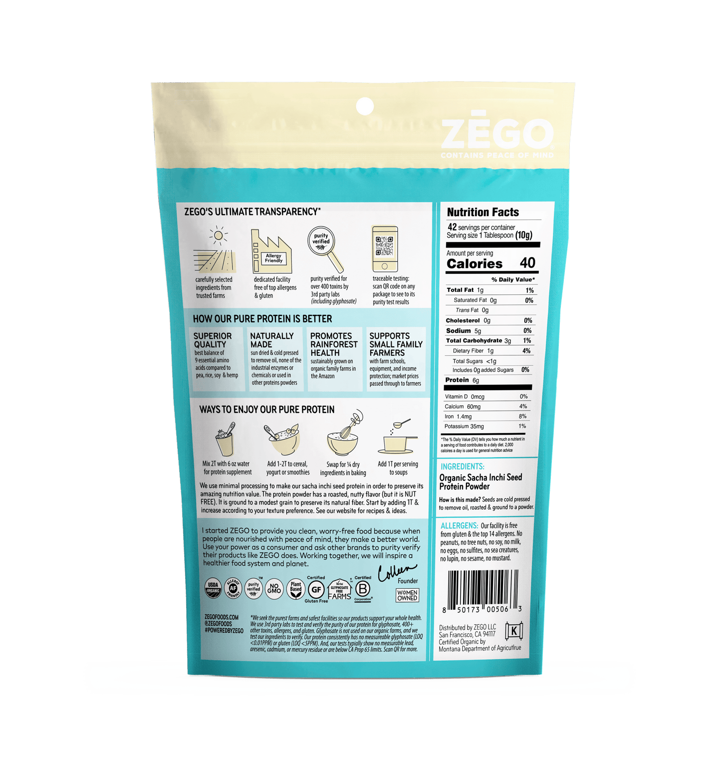 Organic Plant Based Protein Powder (15oz bag)