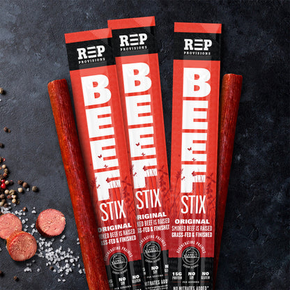 Original Beefstix – Grass-Fed Regenerative Snack – 15g Protein, No Added Sugar – (12 Pack)
