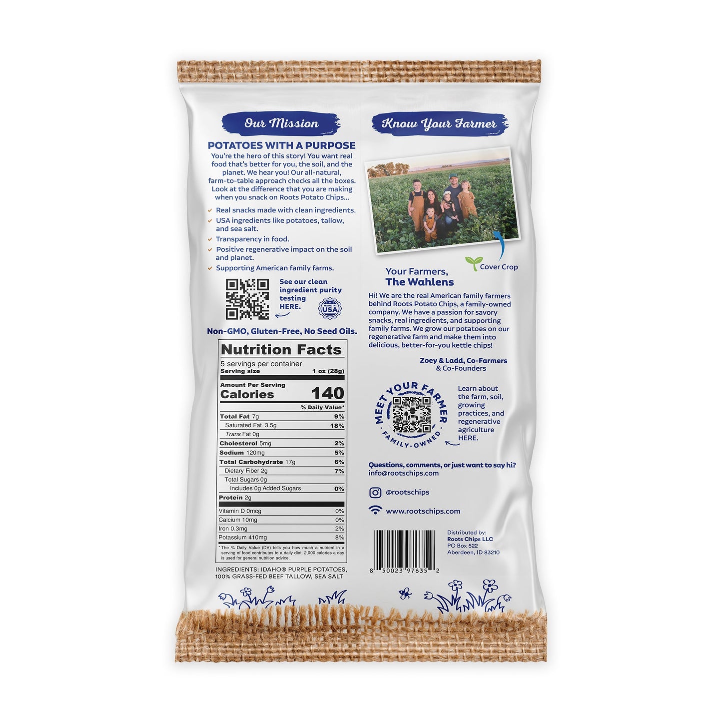 Tallow Purple Sea Salt Kettle Cooked Potato Chips – Naturally Vibrant Flavor – Regenerative Idaho Purple Potatoes Cooked in 100% Tallow – (2 x 5 oz Bags)