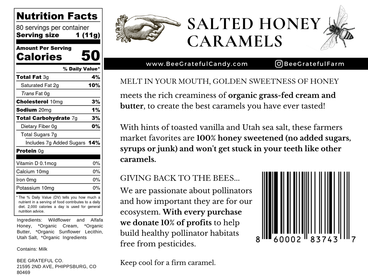 Bee Grateful Honey Caramel Bulk Jar