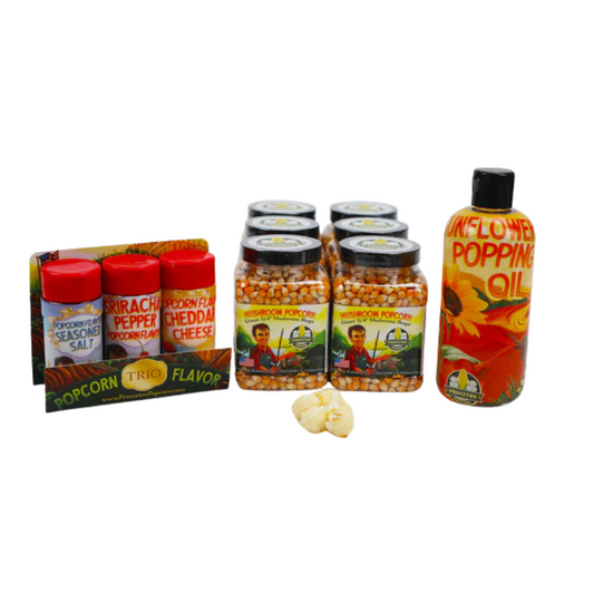 Popping Combo Bundle D - Six-Pack 1lb Mushroom Popcorn, Oil and Flavors
