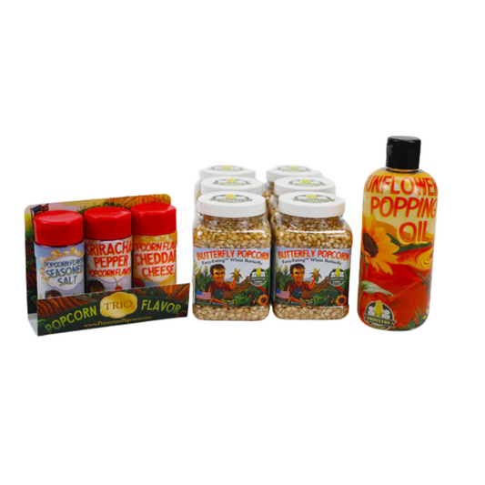 Popping Combo Bundle E - Six-Pack 1lb Buttefly Popcorn, Oil and Flavors