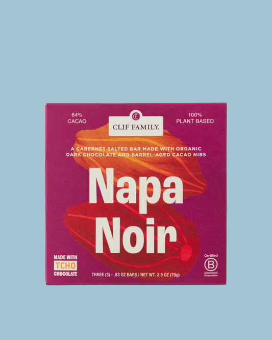 Napa Noir Organic Dark Chocolate Bar – Cabernet Sea Salt & Wine Barrel-Aged Cacao Nibs – 64% Cacao