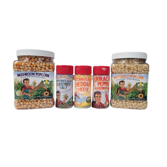 Mushroom and Butterfly Popcorn Duo with Flavor Trio Gift Boxed Set