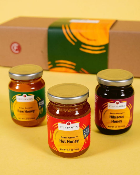 Solar Grown™ Honey Trio – Hibiscus, Hot & Raw Varieties of Sustainable Honey – 3 Pack