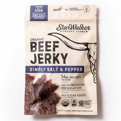 Simply Salt & Pepper Beef Jerky – Regenerative Organic Certified® – Grass-Fed, Clean Ingredients