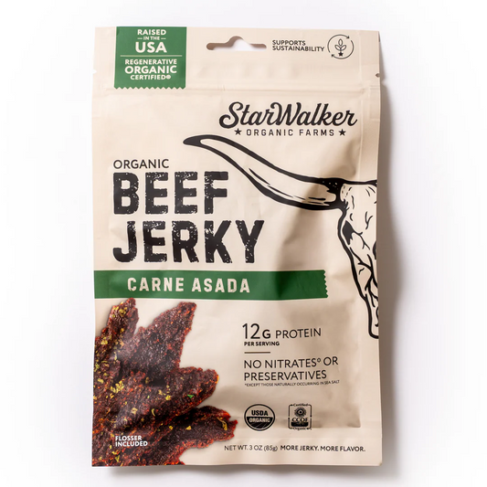 Carne Asada Beef Jerky – Regenerative Organic Certified® – Bold, Seasoned Grass-Fed Beef Snack