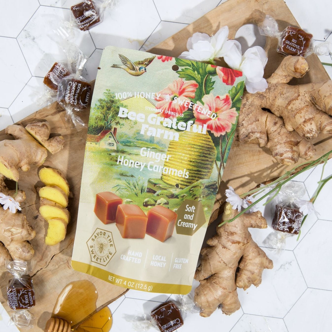 Ginger Honey Caramels (4oz Bag)