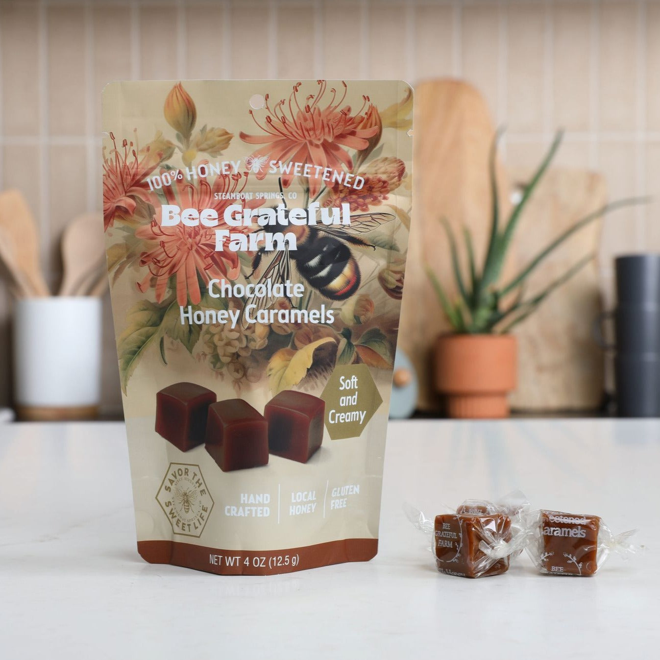 Chocolate Honey Caramels (4oz Bag)