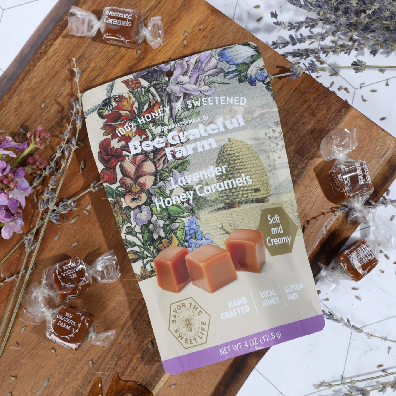 Lavender Honey Caramels (4oz Bag)